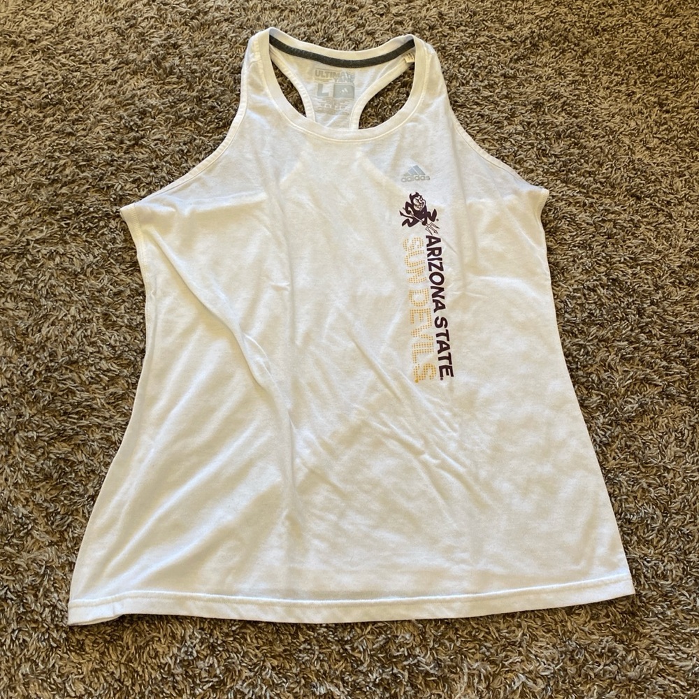 Adidas White Sleeveless Tank Top for Athletic Wear